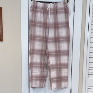 NWT Sonoma Pink Plaid Flannel Sleep Pants L